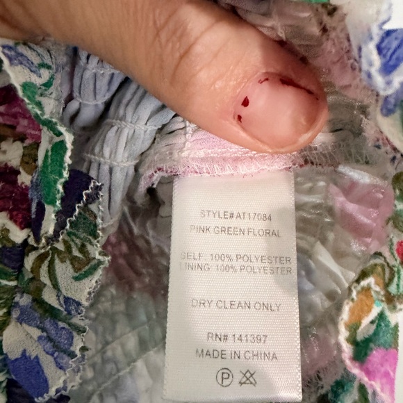 ASTR The Label Smocked Floral Crop Top Multicolor Puff Sleeve Ruffle | S - Picture 9 of 9